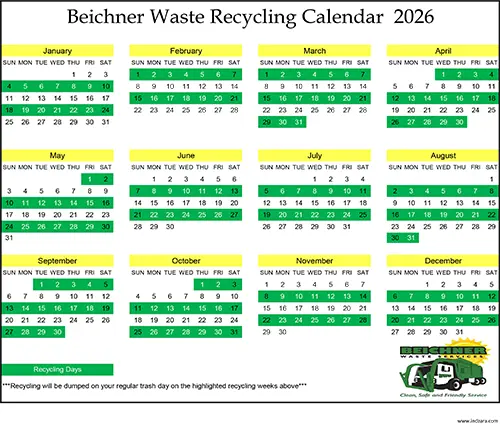 2026 recycling calendar